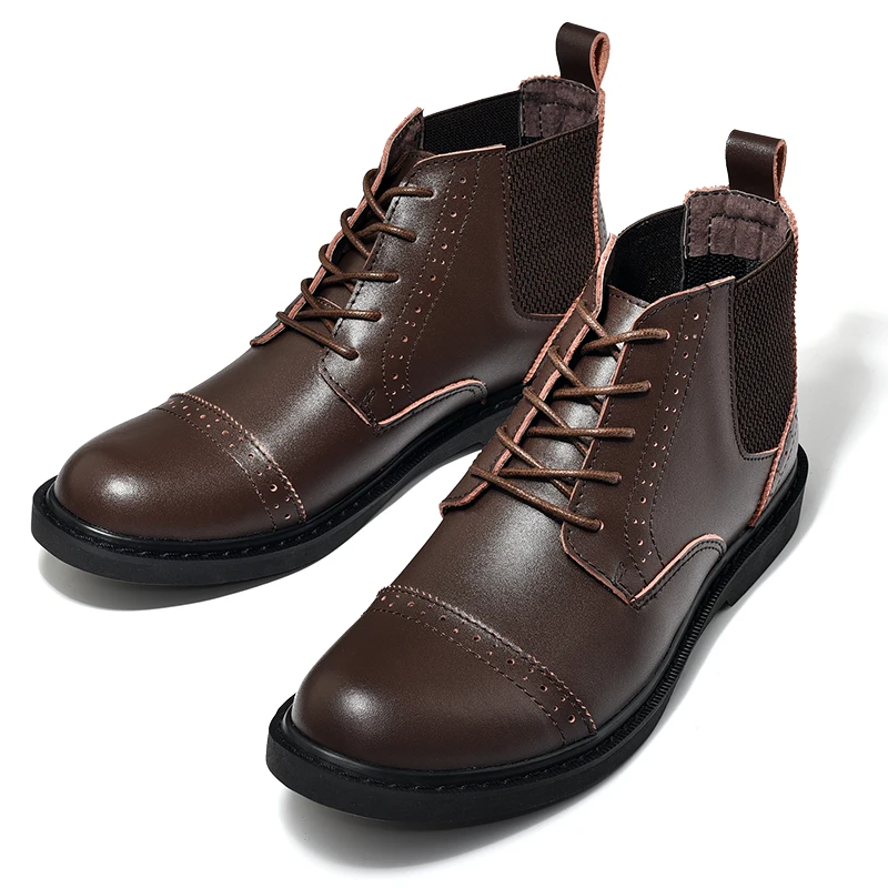 Bout Cuir Rond Dur De Noir Nouvelle Iko0 Occasionnels Non glissement Fendu marron Bottes 2018 Marque Chaussures Chelsea port Hommes Cheville Mode v6SSZ8pq