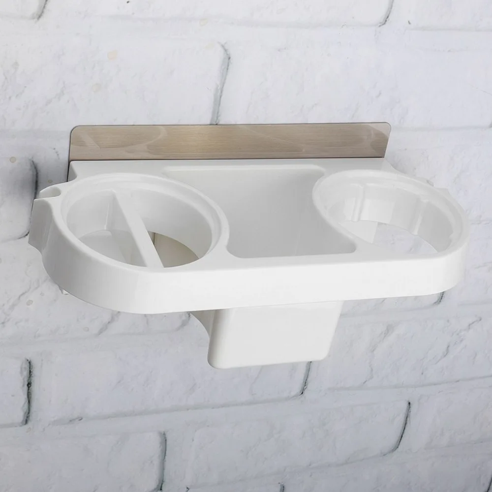 Hair Dryer Rack Comb Holder Bathroom Storage Organizer Self-adhesive Wall Mounted Stand for Shampoo Straightener