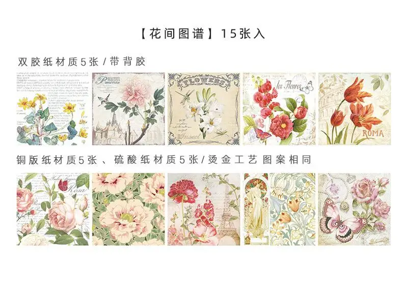 ZFPARTY Vintage Background Vellum Paper Stickers for Scrapbooking Happy Planner/Card Making/Journaling Project decorative stickers stationery stickers paper stickers diy scrapbooking accessories