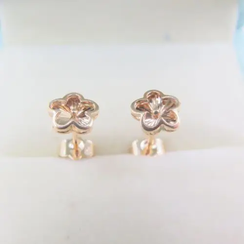 

New Pure 18K Rose Gold Stud Earrings 5mm Lovely Flower Stud Earrings Au750