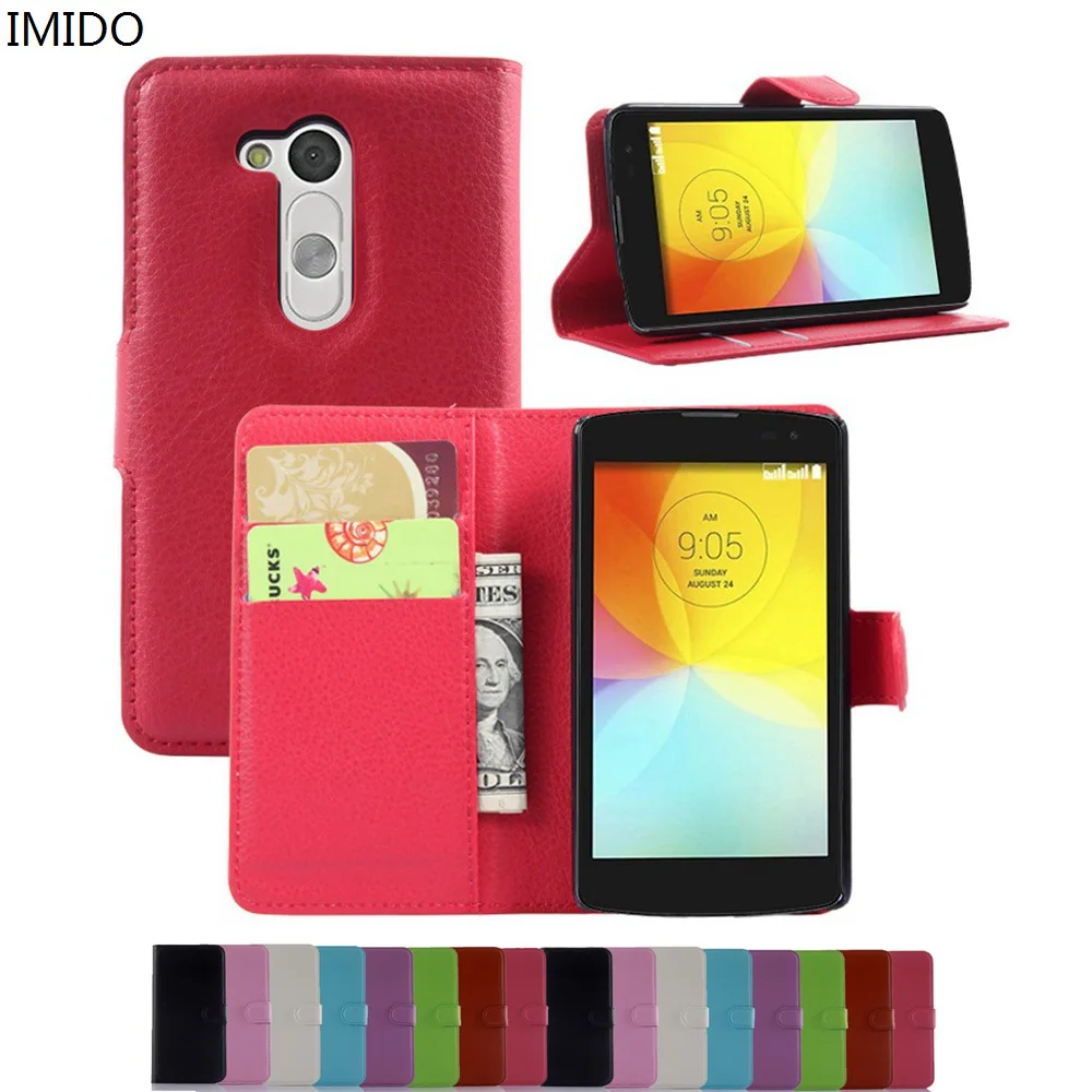 

IMIDO Wallet Stand Flip Cover For LG L Fino D295 D290N PU Leather Magnetic With Card for LG L Fino D295 D290N