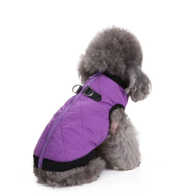 Pet Dogs Jacket Zipper Leather Buckle Warm Coat Pet Small Dogs Cats