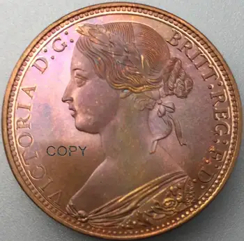 

Great Britain 1869 Victoria One Penny Red Copper UK Copy Coin