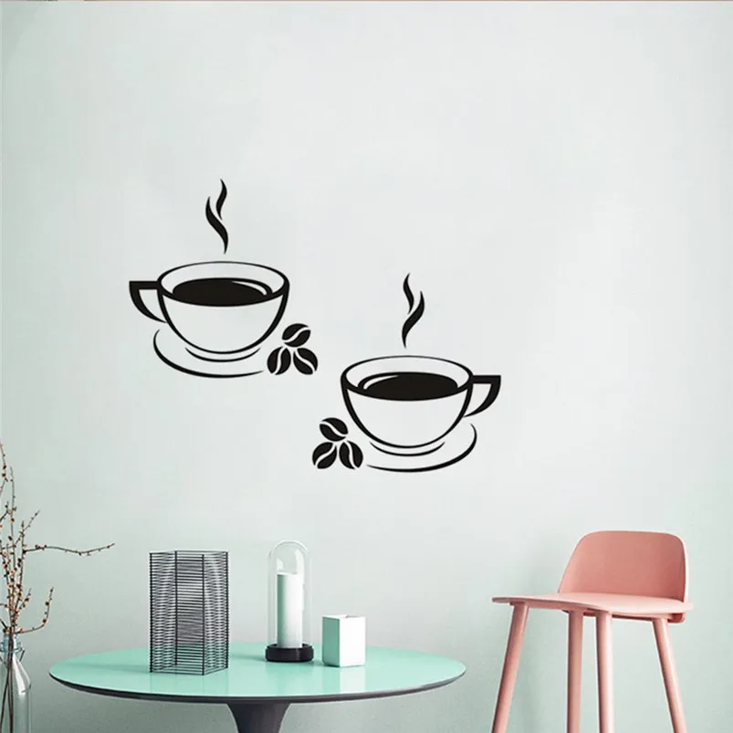Creative Stickers Kitchen Coffee House Cup Wall Stickers Vinyl Decal Mural Home Decor Removable Adesivo De Parede 30MR706
