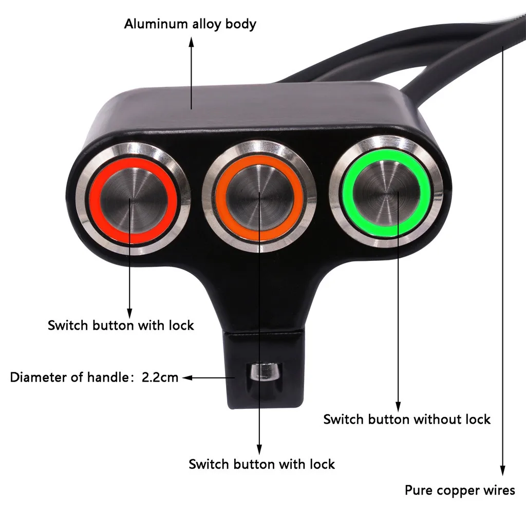 Франшиза аксессуары 22 мм мотоциклетные переключатели на руль переключатель питания для головной светильник противотуманный светильник для мотора ATV велосипед
