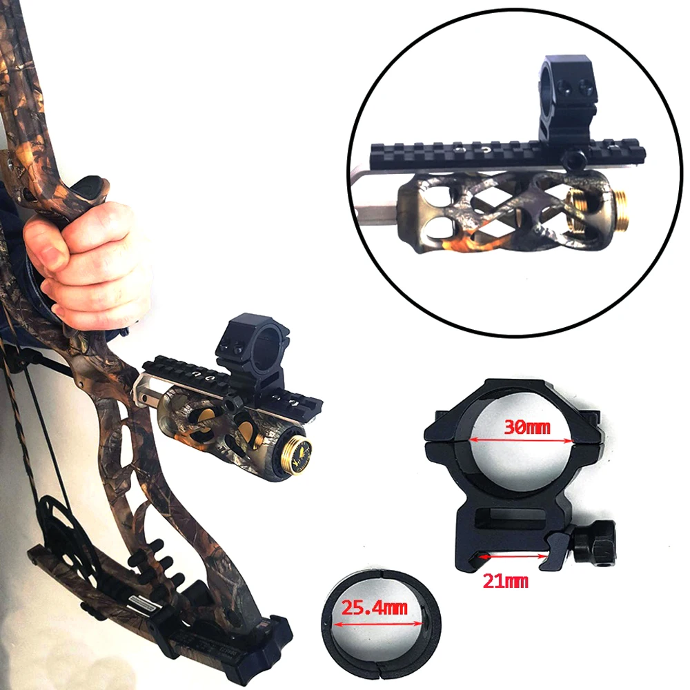 Archery Quick Disconnect +25.4 / 30 mm Ring Scope Tube Flashlight Laser 20 mm Rail Mount Adapter