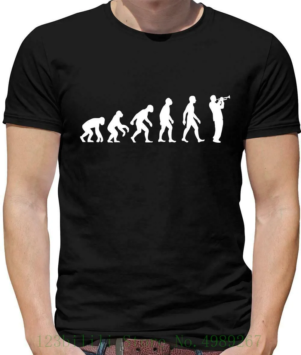 Мужская футболка с надписью Evolution Of Man Trumpet музыка Trumpeter Instrument модные мужские