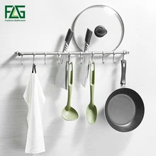 FLG настенные кухонные стойки кухонные аксессуары держатель для полотенец с 10 крючками из нержавеющей стали Матовый никель кухонная полка для раковины