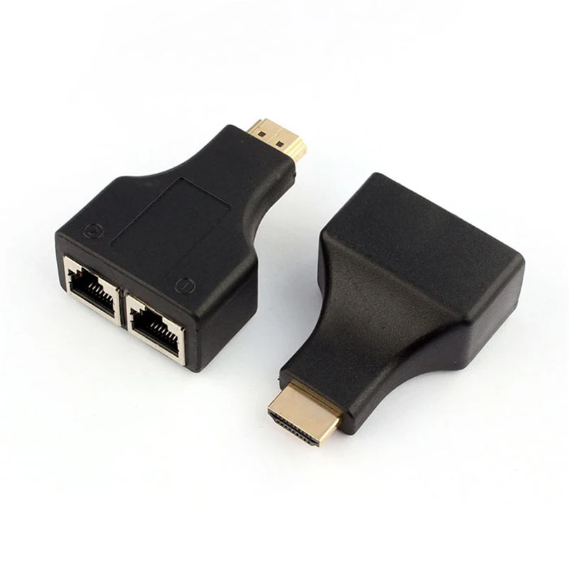 

2pcs/set Connector HDMI To Dual Port RJ45 Network Cable Extender Over by Cat 5e / 6 1080p for HD-DVD PS3 STB ETC wholesales A20