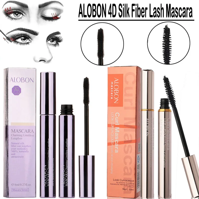 

ALOBON Rimel 4D Silk Fiber Lash Mascara Waterproof Black Color Colossal 3d Mascara Volume For Thick Curling Eyelashes Extension
