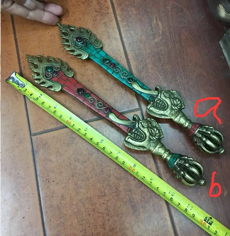 

Fine Nepali crafts inlaid with turquoise and red coral bronze Manjushri Wisdom Sword Implement free shipping