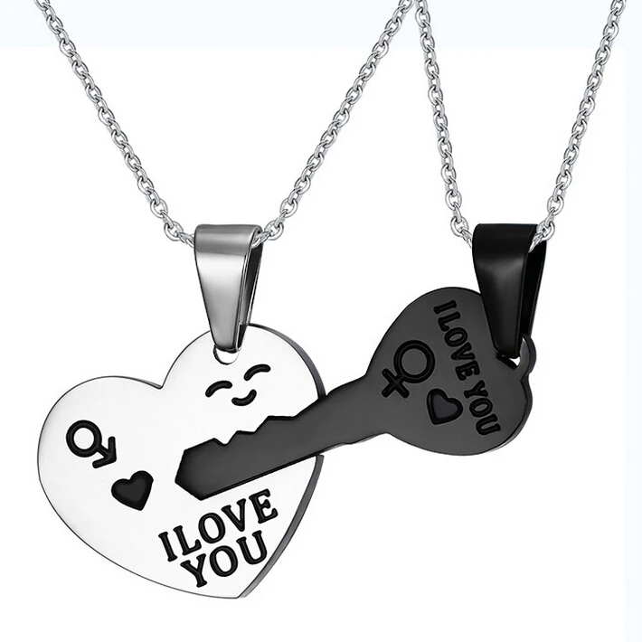 2 шт./компл. женская мода ожерелье с подвеской I Love You и Key цепочка для пар