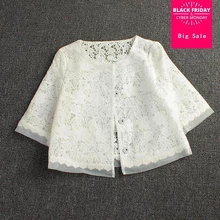 Сезон: весна-лето для женщин Кружева Короткая куртка Большие размеры для женщин из органзы с однобортное пальто белое пальто с вырезами Топы W511