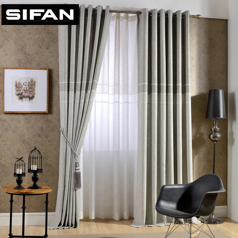 Japan Style Thick Faux Linen Jacquard Curtains for Living Room for Bedroom Window Modern Curtains Made