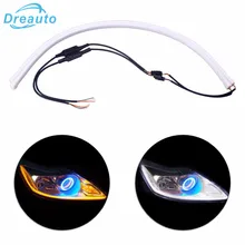 

2 pcs 30cm 45cm 60cm vehicle DRL Flexible Tube Strip led car Daytime Running Lights Turn Signal Angel Eyes Car Styling