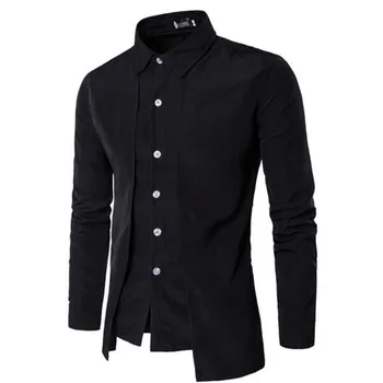 

2018 Tuxedo Shirts Men Irregular Fashion Cotton Breathable Comfortable Shirts Blouses,England Style Turn-down Collar Shirts