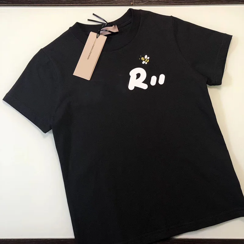

2019 New Summer Tshirt for Baby Girl&Boy Kids Cute Animal Bee Embroidery White&Black Tee Top Clothing Summer Letter T-shirt