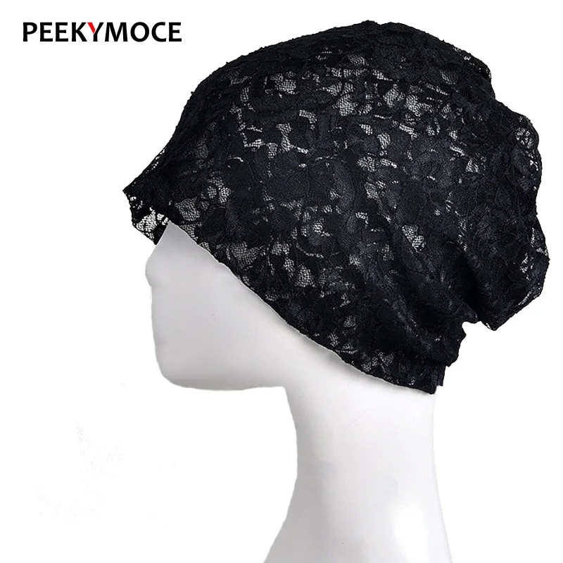 

New spring and summer cotton Lady Skullies & Beanies thin section lace hats collar double use female solid color fashion hat