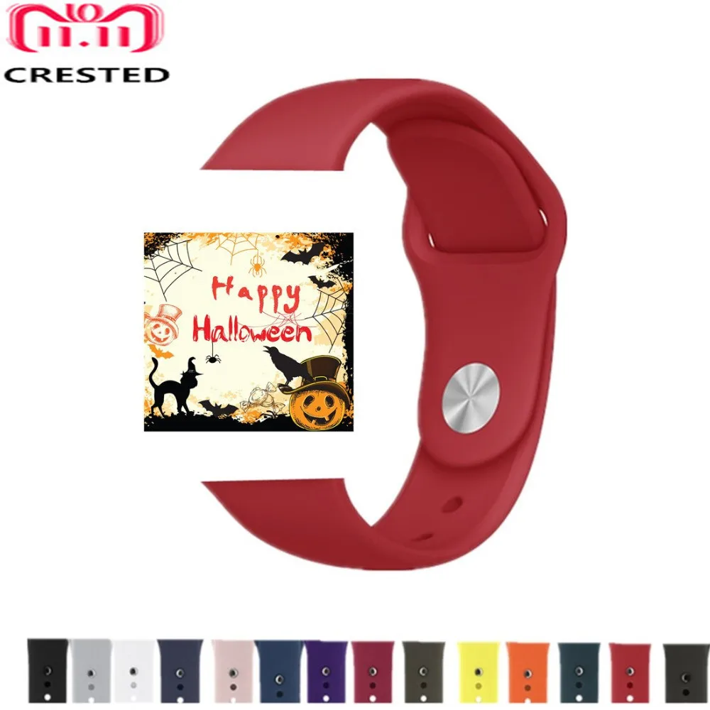 

CRESTED Sport strap For Apple Watch Band 42mm 44mm Silicone correa iWatch series 4 3 2 1 42mm/38mm Wrist Bracelet watchband belt