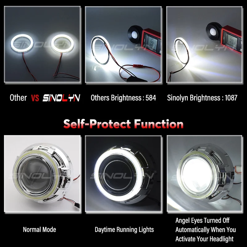 Sinolyn 3 Inch Bi Xenon Projector Lenses For H7 H4 Headlights LED