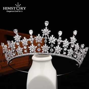 

Himstory Princess Cubic Zircon Tiaras Crown Elegance Bride Party Evening Hair Crown Wedding Accessories Hair Jewelry Hairwear