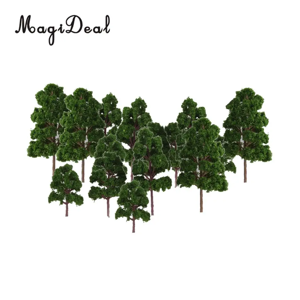 20Pcs Mix Size Model Trees Deep Green for N HO Scale Railroad Village Architecture Layout Diorama Scenery