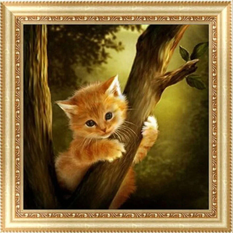 

DIY 5D Diamond Switch Kit Embroidery Cat on the Tree Painting Mosaic Needlework Cross Stitch Christmas Home Decor Craft