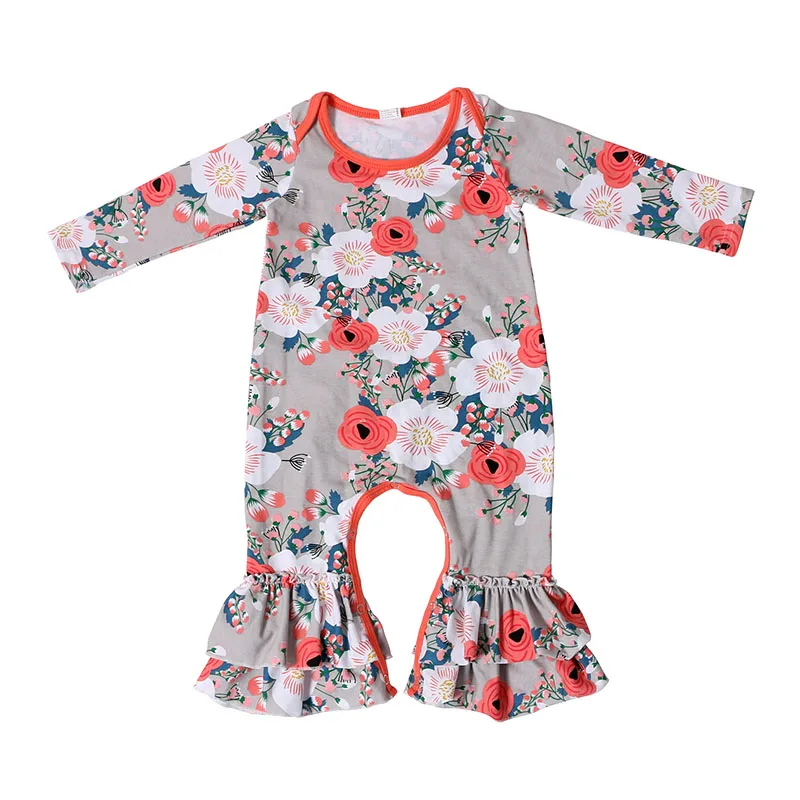 Fashion Cute Baby Girls Flowers Long Sleeve Romper Infant Lace Jumpsuit
