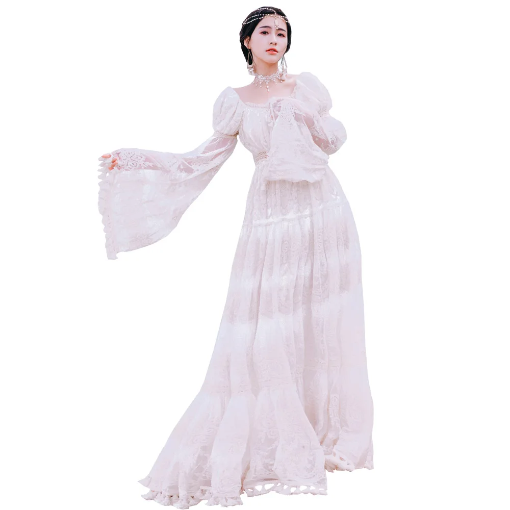 YOSIMI 2019 Summer Lace Long Women Dress Evening Party Maxi Vintage Lady White Off The Shoulder Floor-length Tassel Dress Tunic YOSIMI 2019 Summer Lace Long Women Dress Evening Party Maxi Vintage Lady White Off The Shoulder Floor-length Tassel Dress Tunic