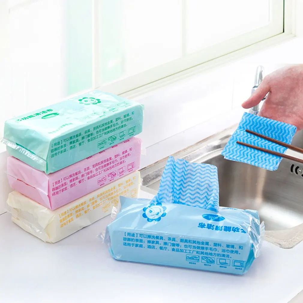 Нетканая ткань для мытья посуды многофункциональная ткань для чистки кухни одноразовые тряпки протирающие губки моющая ткань