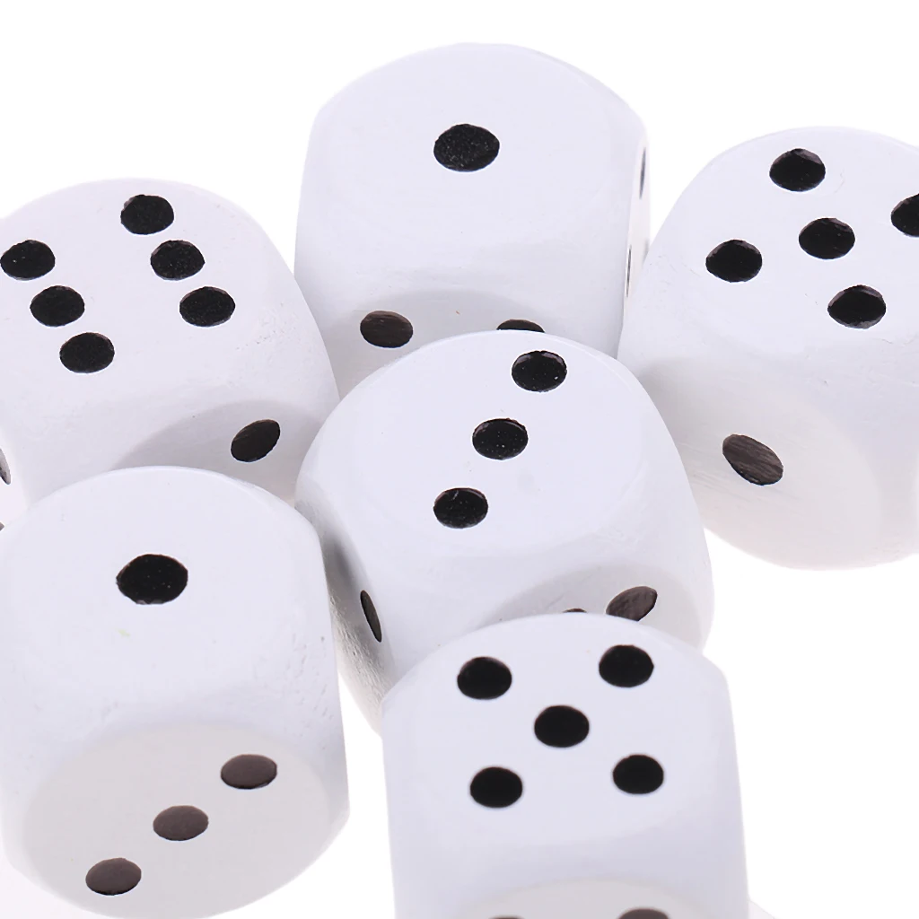 20Pcs Wooden Dice D6 Six Sided Dotted Dice for D&D TRPG MTG Board Game Toy Party Dice Casino Game Supplies