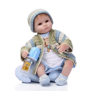 

42cm Silicone Reborn Baby Doll Adorable Toddler Vinyl Lifelike with knitting Bonecas Realistic Reborn Babies Toy