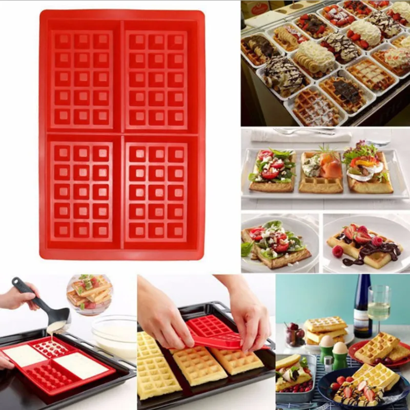 

Silicone Waffle Muffin Mold Cake Mold DIY Baking Tools 4 Square Love Waffle Mold Kitchen Baking Accessories