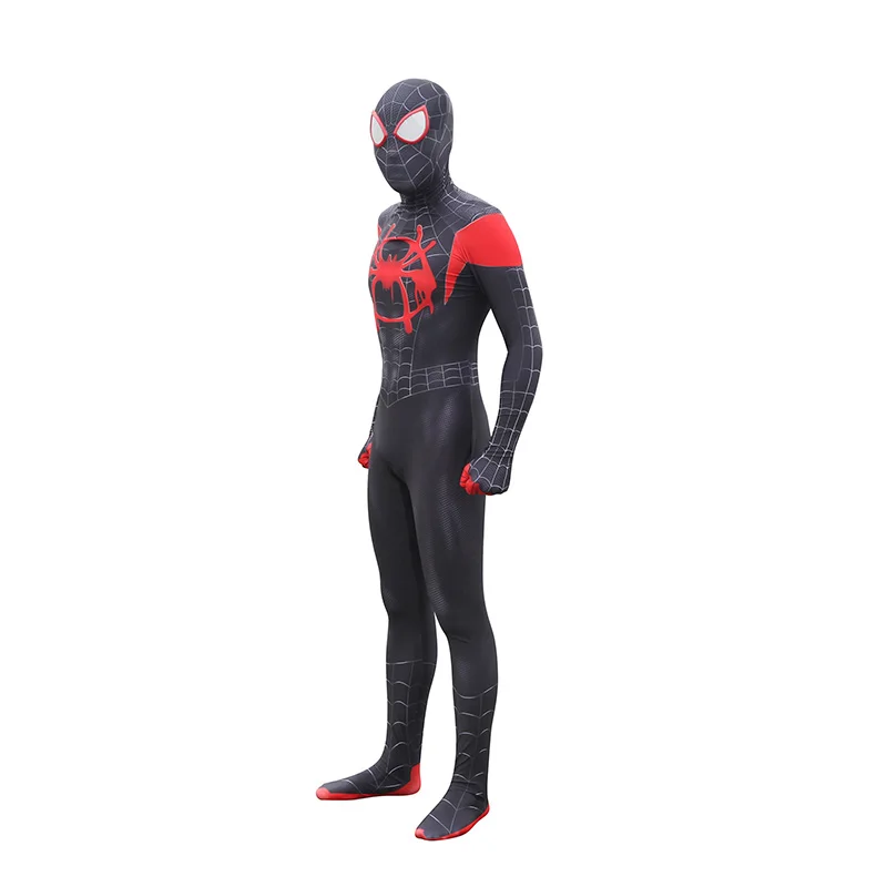 Взрослые мужчины дети Человек-паук в Spider-Verse Miles Morales Косплей Костюм Zentai супергерой Костюм Спайдермен комбинезоны