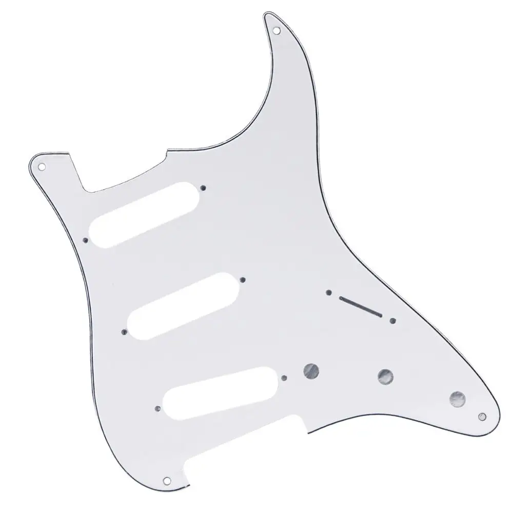 

NEW 4 Holes Strat SSS Guitar Pickguard Pick Guard Plate White 3Ply +Transparent Template Strat Guitar Parts Custom