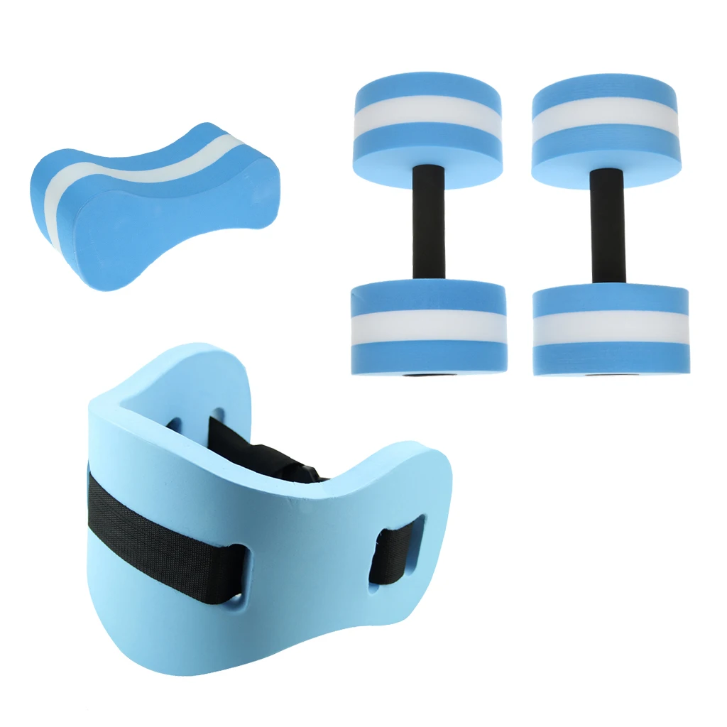 Water Aerobics Kit Back Floating Foam Swimming Belt / Medium Aquatic Dumbbells / Pull Buoy Aqua Pool Fitness Training Equipment