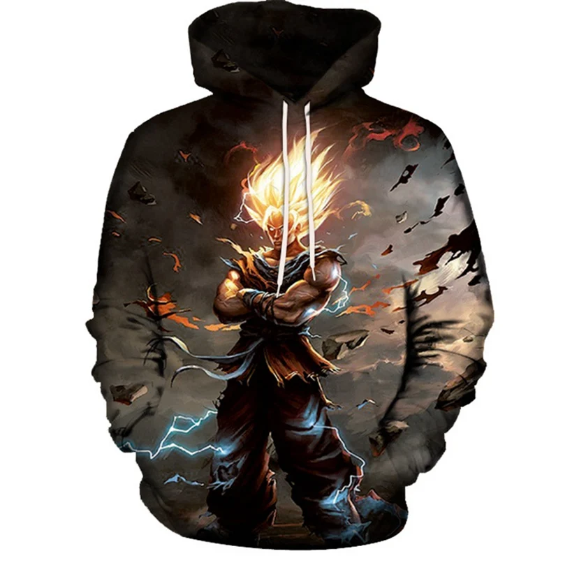 Waidx Dragon Ball Super Hoodie Goku Spring Coat 3D Print Front Pocket 