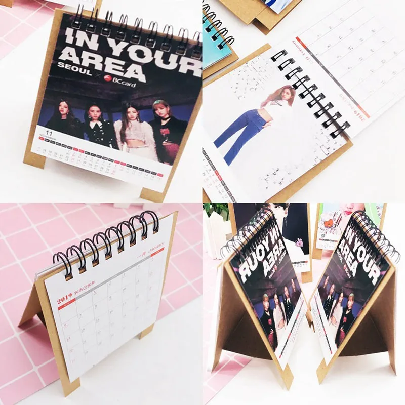 

2019 New Kpop BLACKPINK Calendar Mini Desk Calendar Daily Schedule Planner Fans Gift 2019.01~2019.12