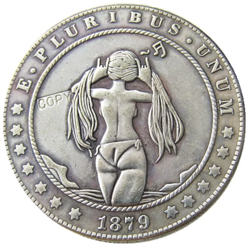 

HB(100)US Hobo 1879-P-S-O-CC Morgan Dollar Sexy Girl Hand Carved Creative Silver Plated Copy Coins