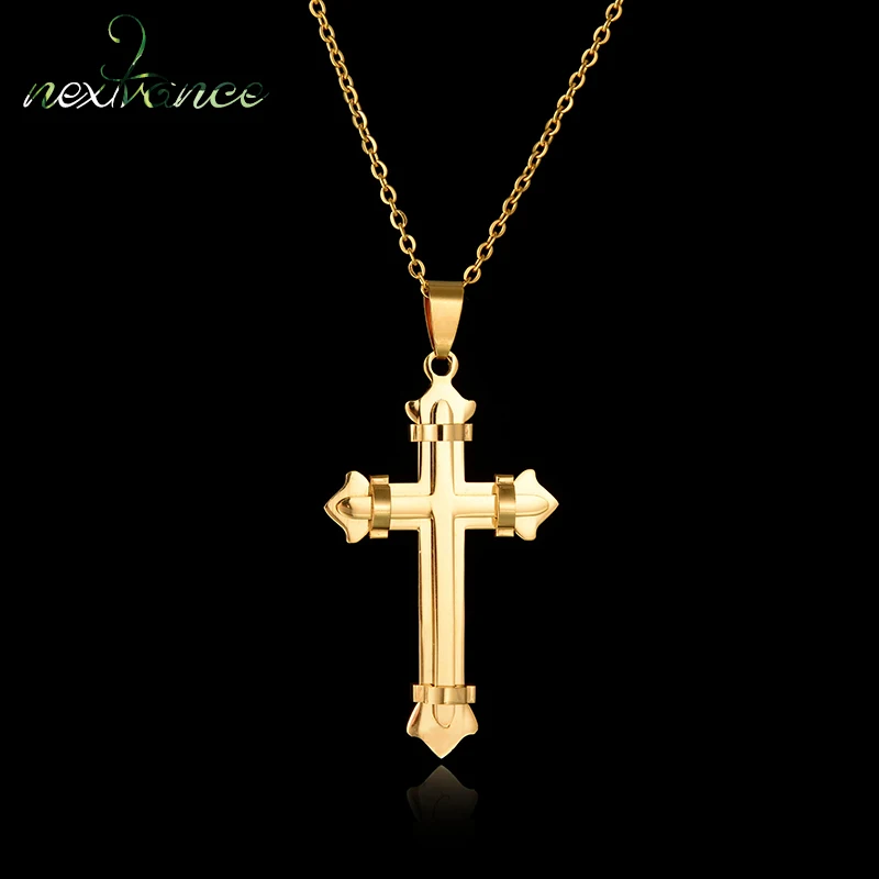

Nextvance Stainless Steel Simple Cross Necklace Gold Link Chain Choker Necklaces For Women Men Party Jewelry Bojioux
