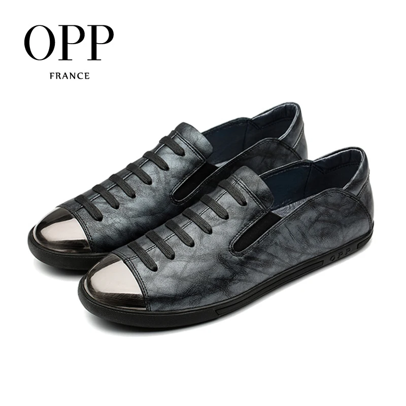 

OPP 2017 Cow Leather Loafers Men footwears Summer Mens Shoes Loafers For Men Cow Leather Flats Shoes Casual Lace-Up Shoes