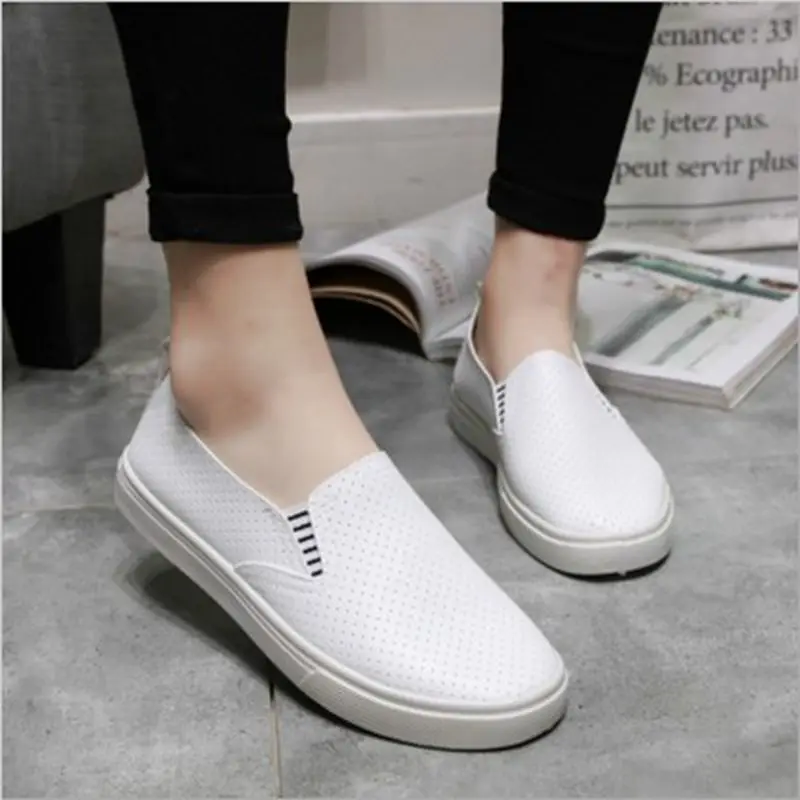 

LASPERAL Breathable Women Vulcanized Shoes Summer Slip On Shallow Casual Sneakers Loafers Soft Hollow Out Female Flats Shoes