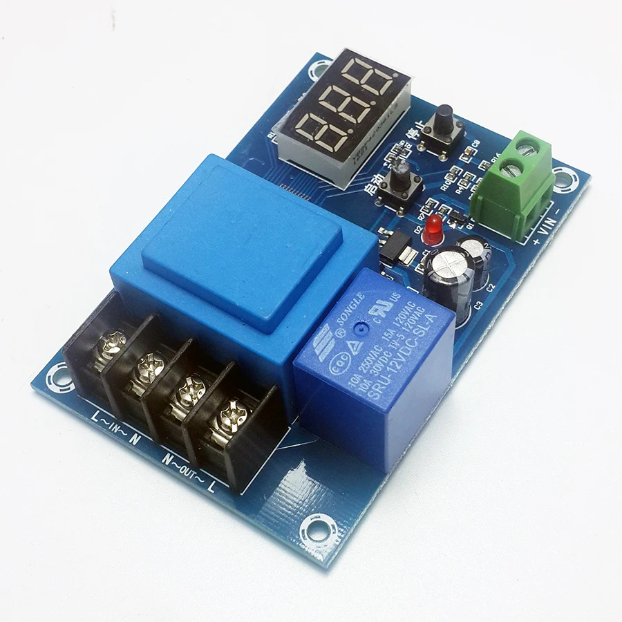 

Battery charging control module for 3.7 - 120V battery automatic switch off per quantity of electricity 220V input