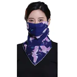 50*45 см женский защитный шарф с принтом солнцезащитный треугольный шарф маска для шеи УФ Защита дышащая тонкая вуаль