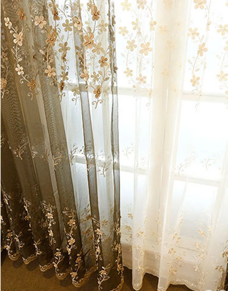 Европейский жемчужный вышитый цветок бежевый прозрачный вуаль Cortinas для гостиной кофейная занавеска тюль для спальни балкон 362& 30