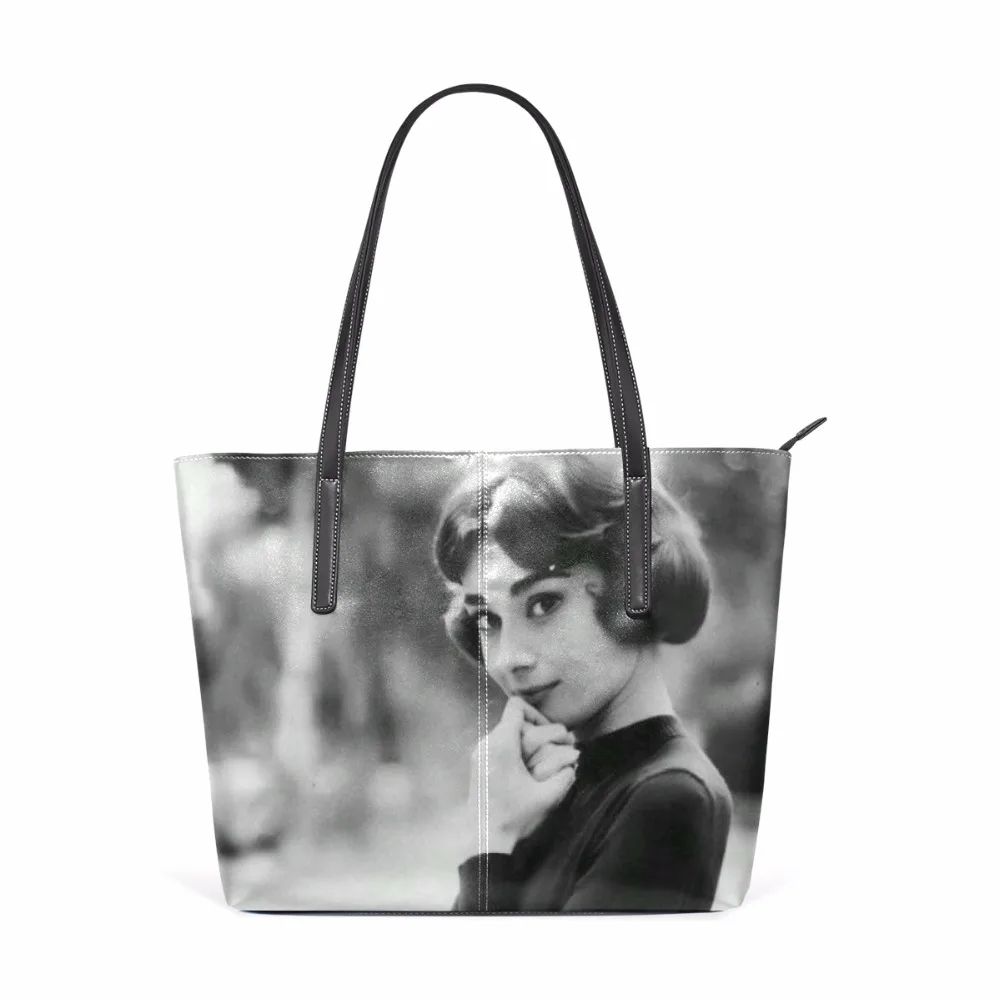 Audrey Hepburn Women Shoulder Bag Handbag S Bookbag Pu Leather Audrey Hepburn Women Shoulder Bag Handbag S Bookbag Pu Leather Large Capacity Top Handle Modern Lady Black In Bags From