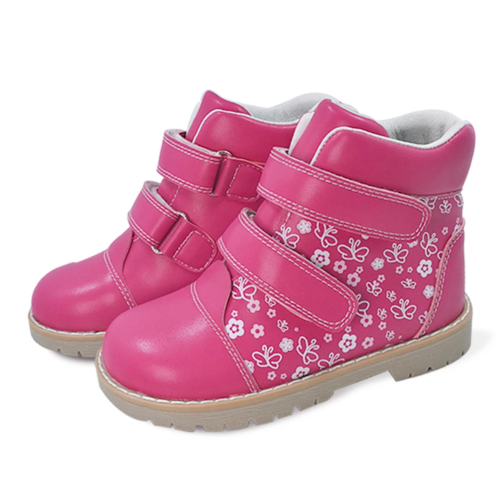 Модная детская ортопедическая Повседневная обувь; детская кожаная обувь с принтом бабочки; сезон весна-осень-зима; спортивная обувь для маленьких девочек