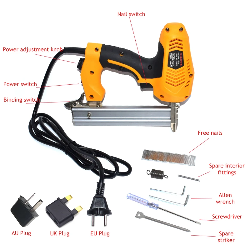 US $51.66 Electric Power Tools Heavy Duty Electric Nails Gun F30 Brad Framing Tacker Electric Nail With 300pcs Nails