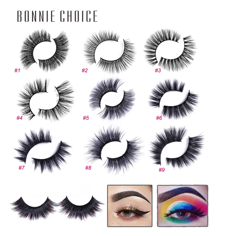 

BONNIE CHOICE False Eyelashes 1pair/box Natural Long Makeup Extension Eyelash Mink Eyelashes For Beauty Reusable Fake Lash JM002