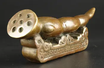 

China Brass Delicate Lotus Statue Brush Frame Ornaments